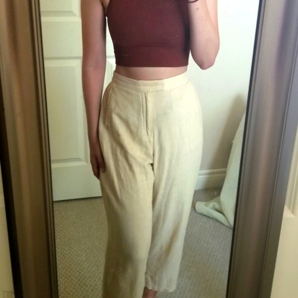 Uniqlo Hana Tajima Cream Wide Leg Pants